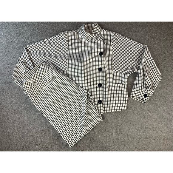 Cabi Suit Set Window Pane Pants & Blazer White Black Size Small - Picture 2 of 16